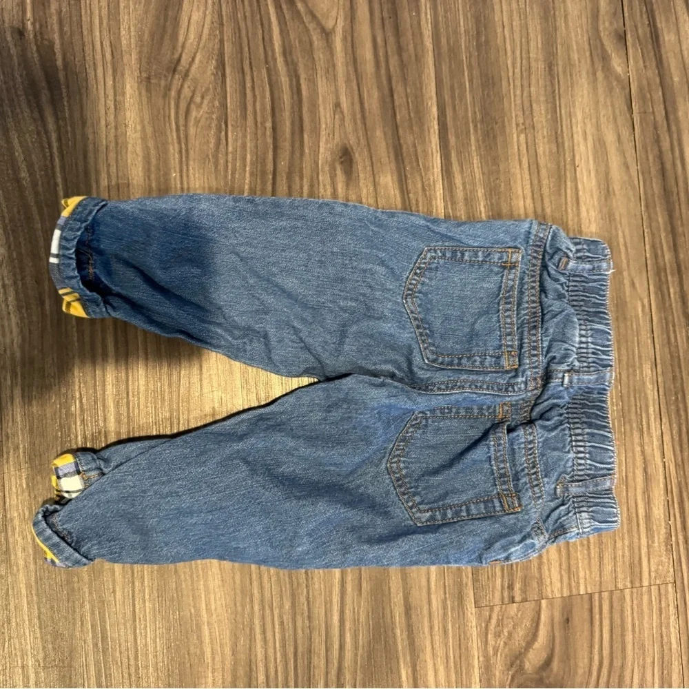 The Children’s Place Baby Boy Blue Denim Jeans 9-12M Car Appliqué